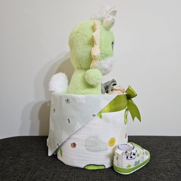 1 Tier Green Dragon Diaper Cake Baby Gift