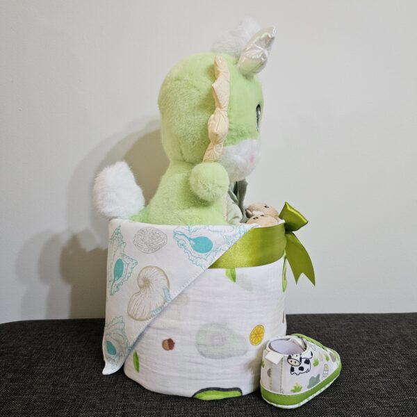 1 Tier Green Dragon Diaper Cake Baby Gift