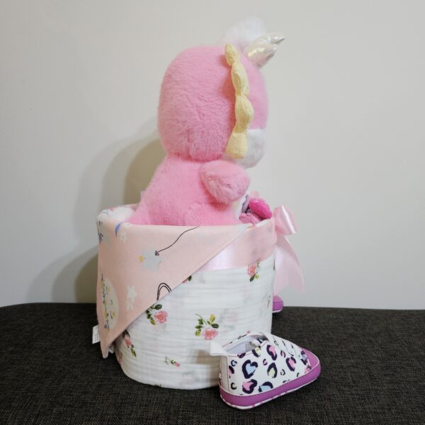1 Tier Pink Dragon Diaper Cake Baby Gift