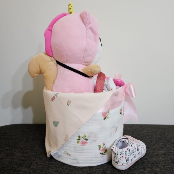 1 Tier Pink Unicorn Diaper Cake Baby Gift