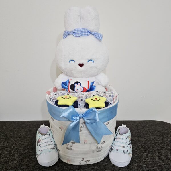 1 Tier Blue Rabbit Diaper Cake Baby Gift