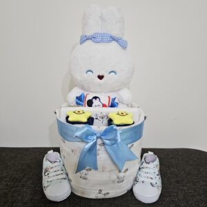 1 Tier Blue Rabbit Diaper Cake Baby Gift