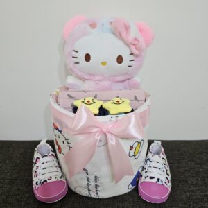 1 Tier Pink Hello Kitty Diaper Cake Baby Gift