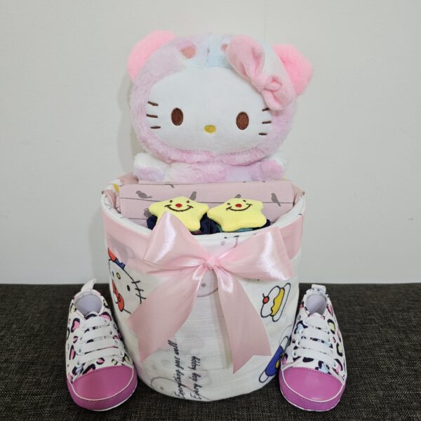 1 Tier Pink Hello Kitty Diaper Cake Baby Gift