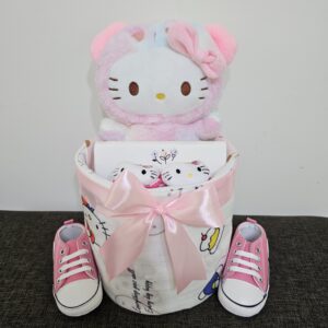 1 Tier Pink Hello Kitty Diaper Cake Baby Gift