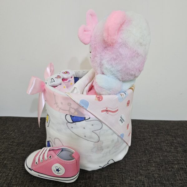 1 Tier Pink Hello Kitty Diaper Cake Baby Gift