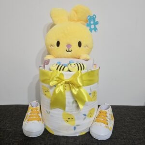 1 Tier Yellow Rabbit Diaper Cake Baby Gift